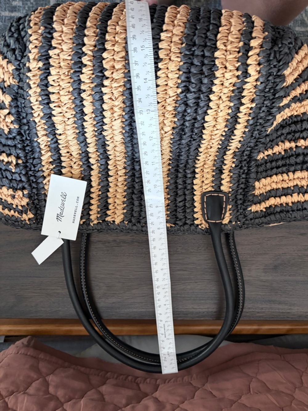 NWT Madewell The Handwoven Straw Mini Tote in Wide Stripe - Picture 6 of 10